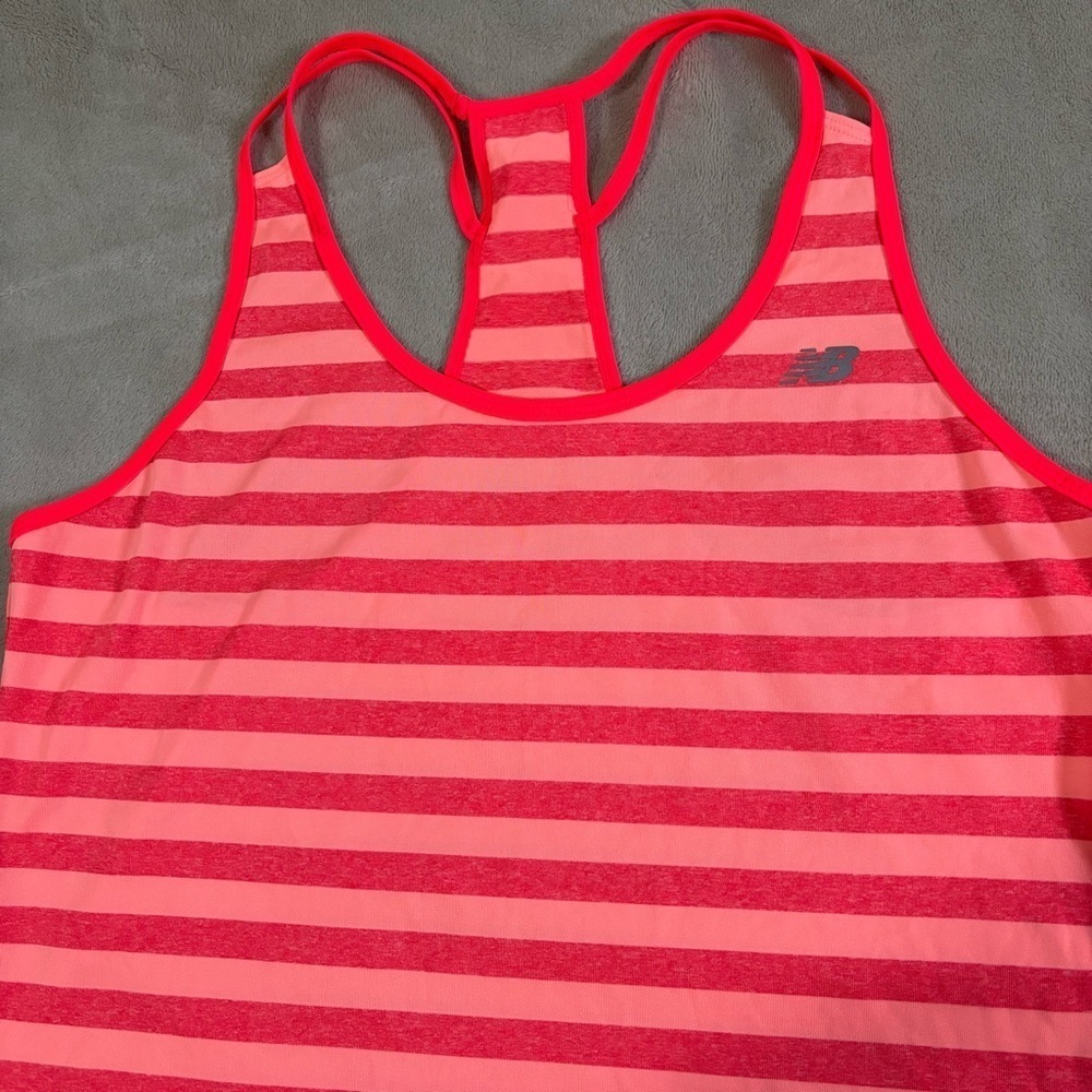 New Balance Coral and Red Striped Tank Top